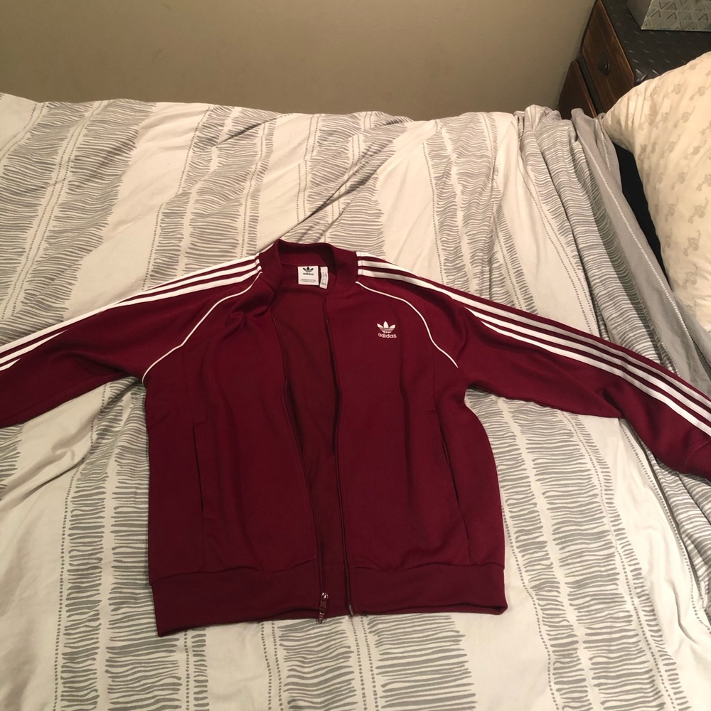 Adidas burgundy track jacket